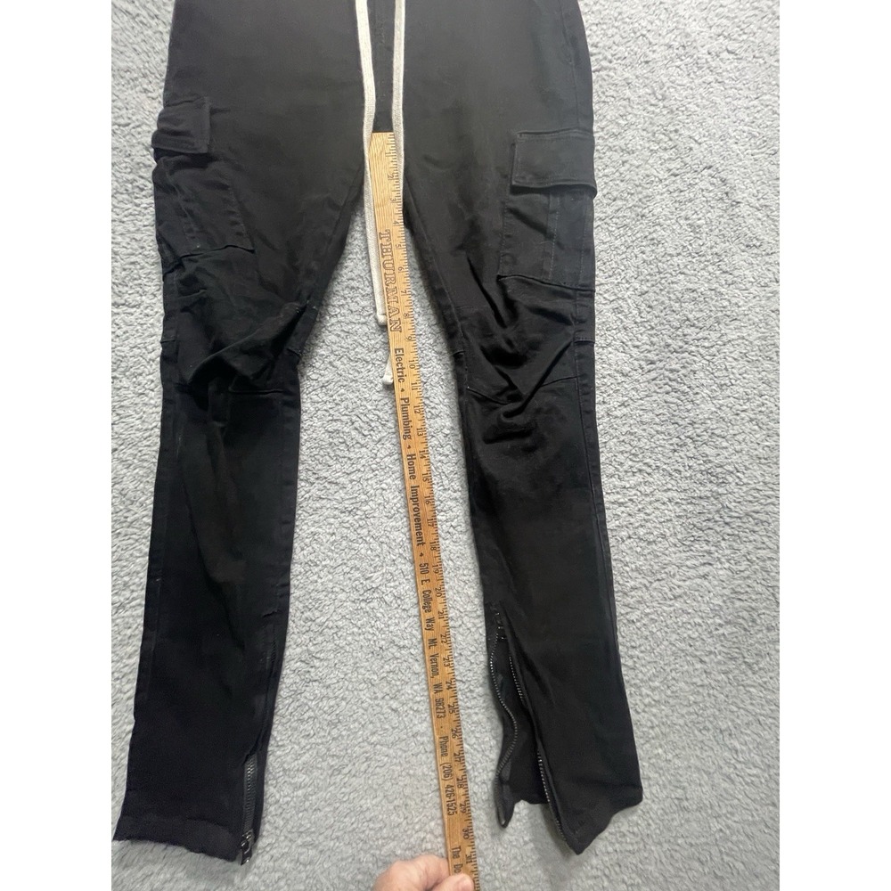 MNML Streetwear Cargo Jogger Pants Black Size L Drawstring Zip Ankle Pockets - Picture 12 of 12